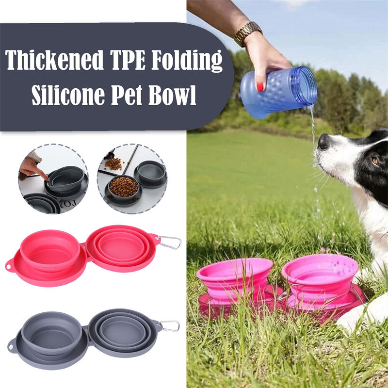 🐶 Gamelle Double Pliable en Silicone – Voyage &amp; Quotidien pour Chiens et Chats