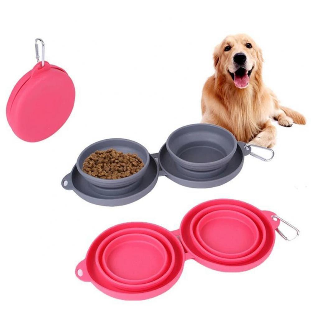 🐶 Gamelle Double Pliable en Silicone – Voyage &amp; Quotidien pour Chiens et Chats