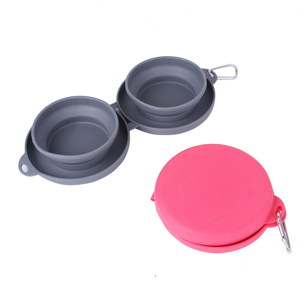 🐶 Gamelle Double Pliable en Silicone – Voyage &amp; Quotidien pour Chiens et Chats