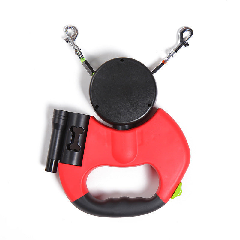 🐕 Laisse Rétractable 2-en-1 avec Lampe &amp; Distributeur de Sacs